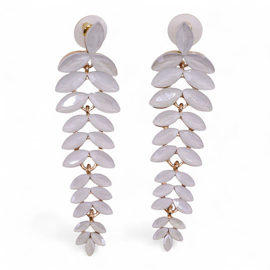 Pendientes de Cristal Vintage - Largo - Perla