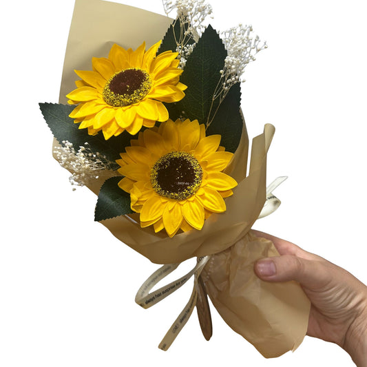 Flor de jabón - Ramo de dos girasoles