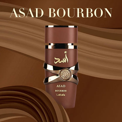 LATTAFA ASAD BOURBON Eau de Parfum Spray Unisex - Fragancia Sofisticada con Notas de Pimienta Rosa, Lavanda y Vainilla Bourbon